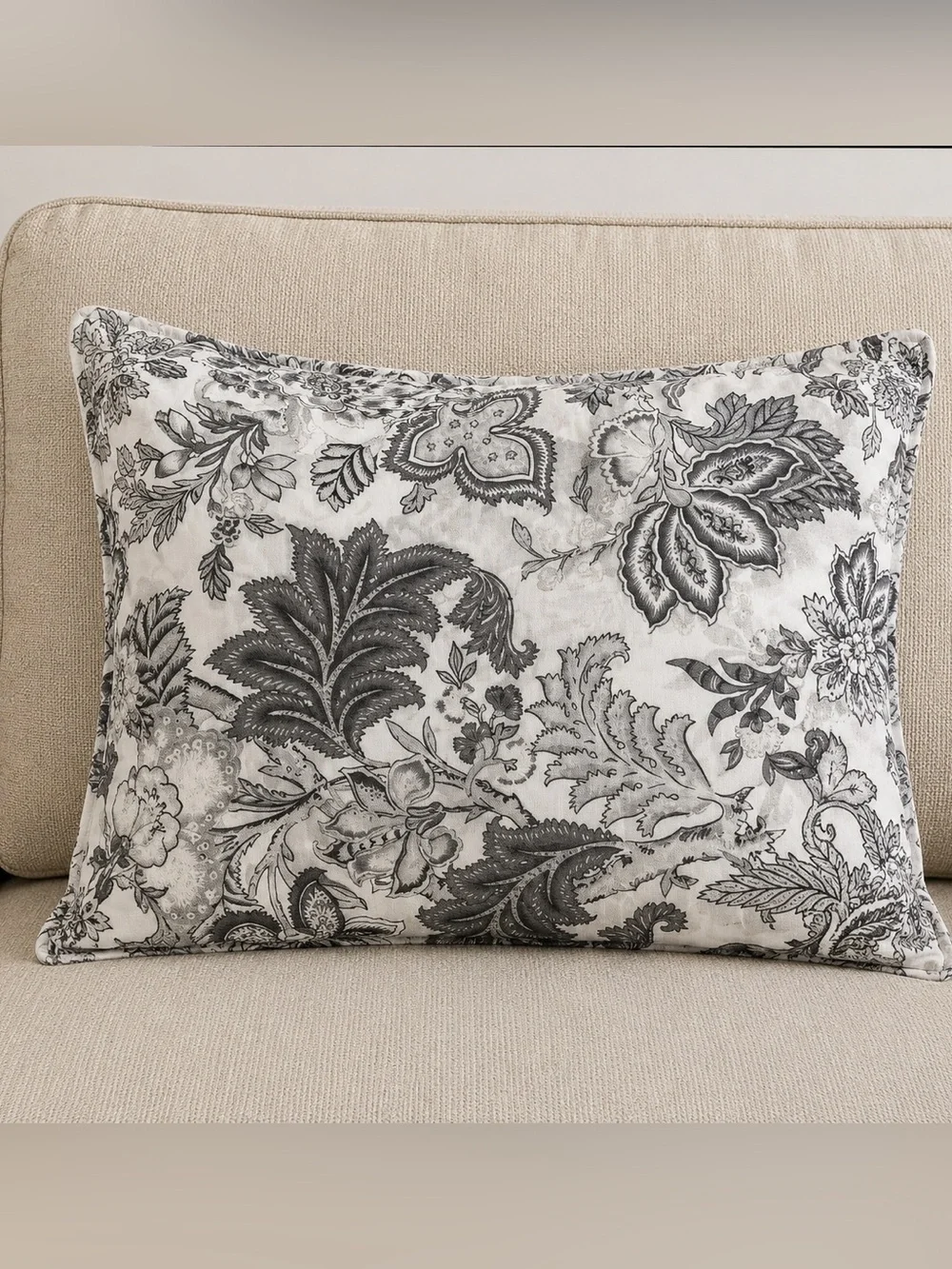 NWT Pottery Barn Caselyn Palampore Standard Pillow Sham Black White 26x20
